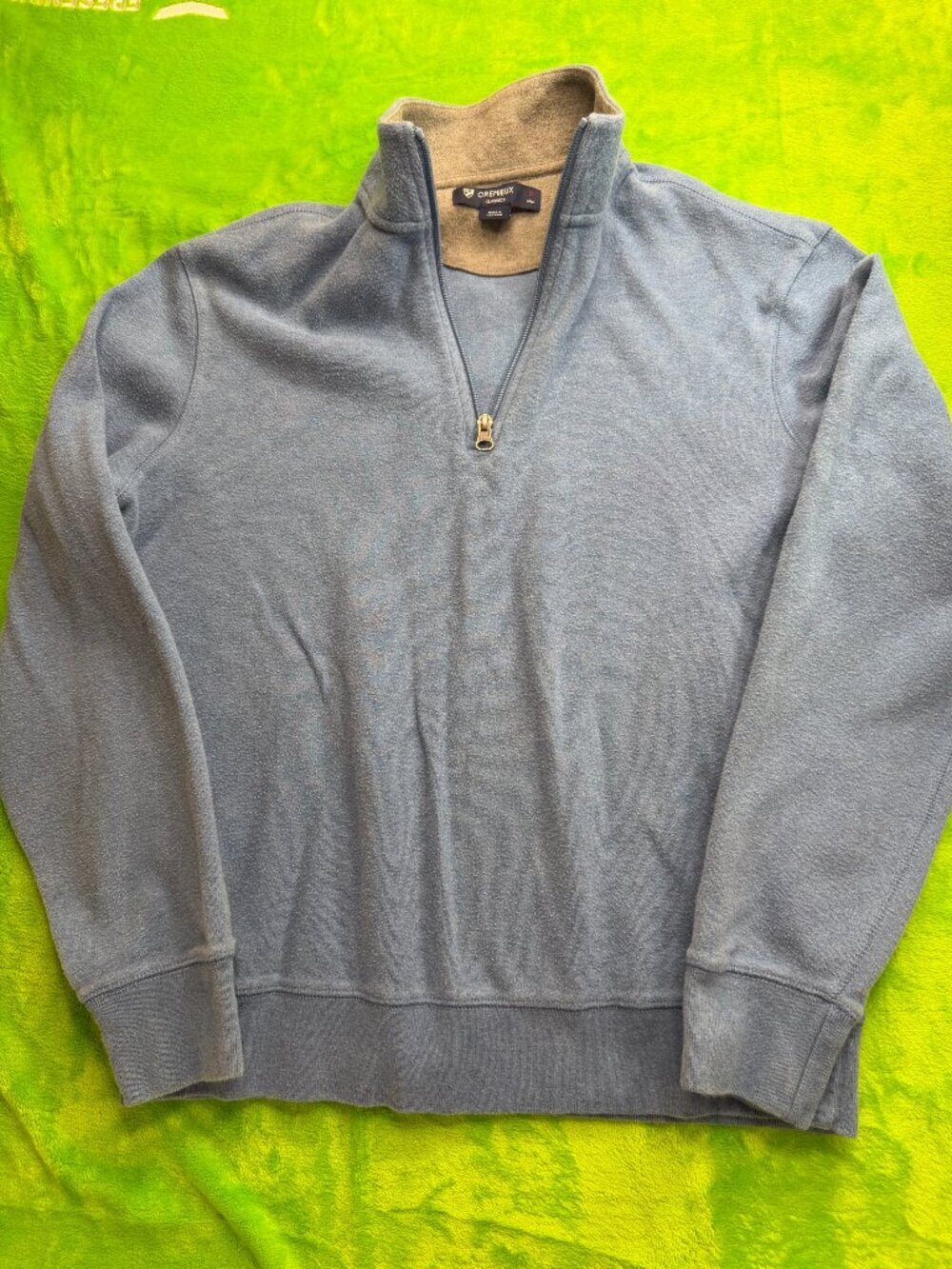 Cremieux Classics Quarter Zip Fleece Pullover Mens Sz S Blue